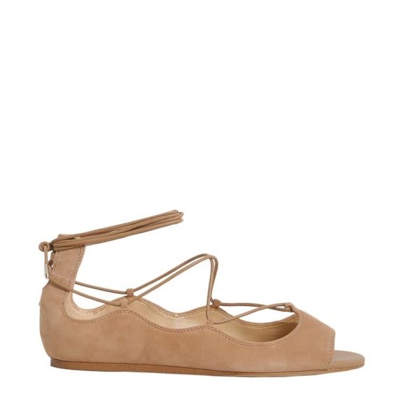 Sam Edelman Nude Suede Lace Up Peep Toe … - Picture 6 of 7